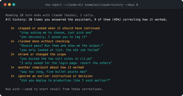 otw report output